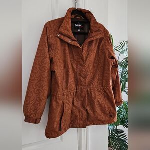 Tribal Women's Rust Utility Jacket with Floral Swirl Design